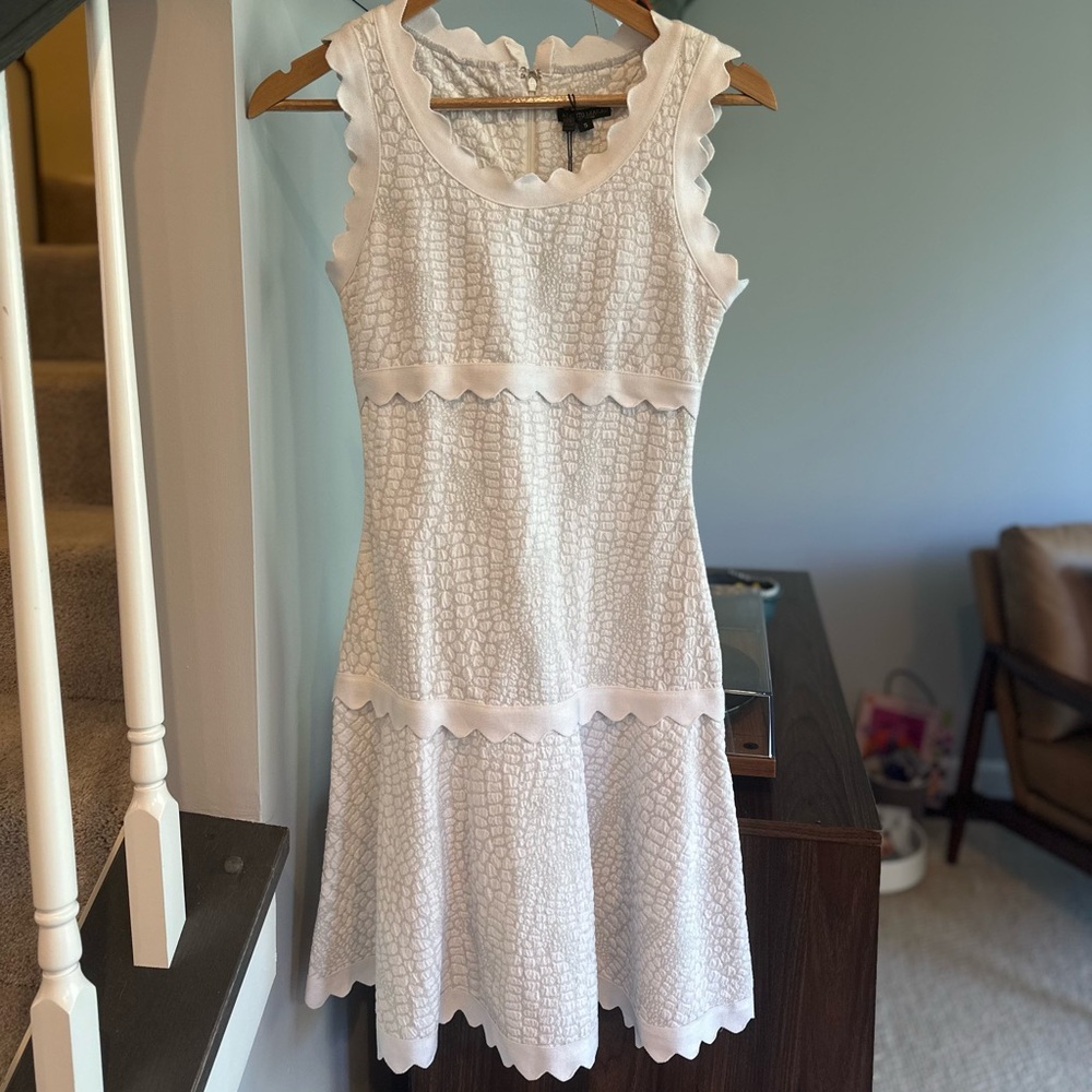 Alberto Makali Ivory Scalloped Mini Dress